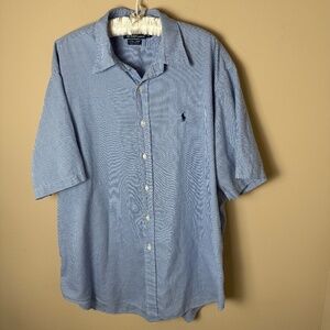Vintage Polo Ralph Lauren SS Button Down Lowell Sport Mens XL Blue White Gingham